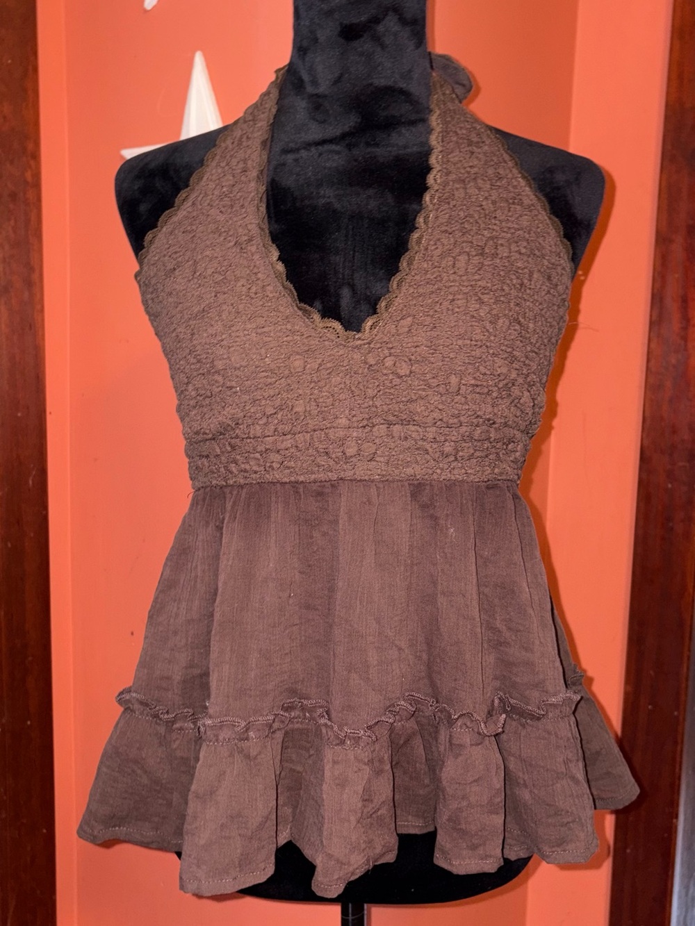 Madden Girl Brown Halter Peplum Camisole Top